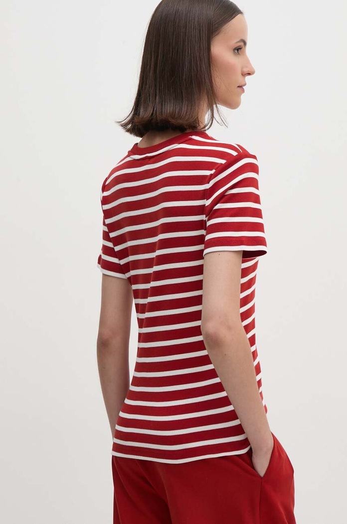 Odzież Tommy Hilfiger T-shirt damski bawełniany WW0WW40587 czerwony