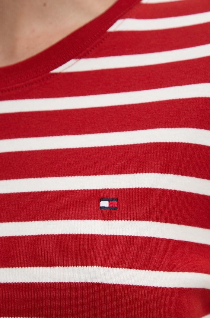 Tommy Hilfiger T-shirt damski bawełniany WW0WW40587 czerwony