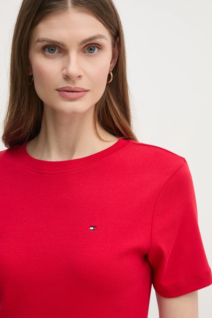 Tommy Hilfiger tričko dámske bavlnené červená WW0WW40587