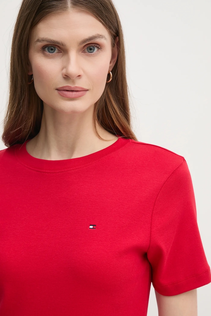 Tommy Hilfiger tričko dámske bavlnené červená WW0WW40587