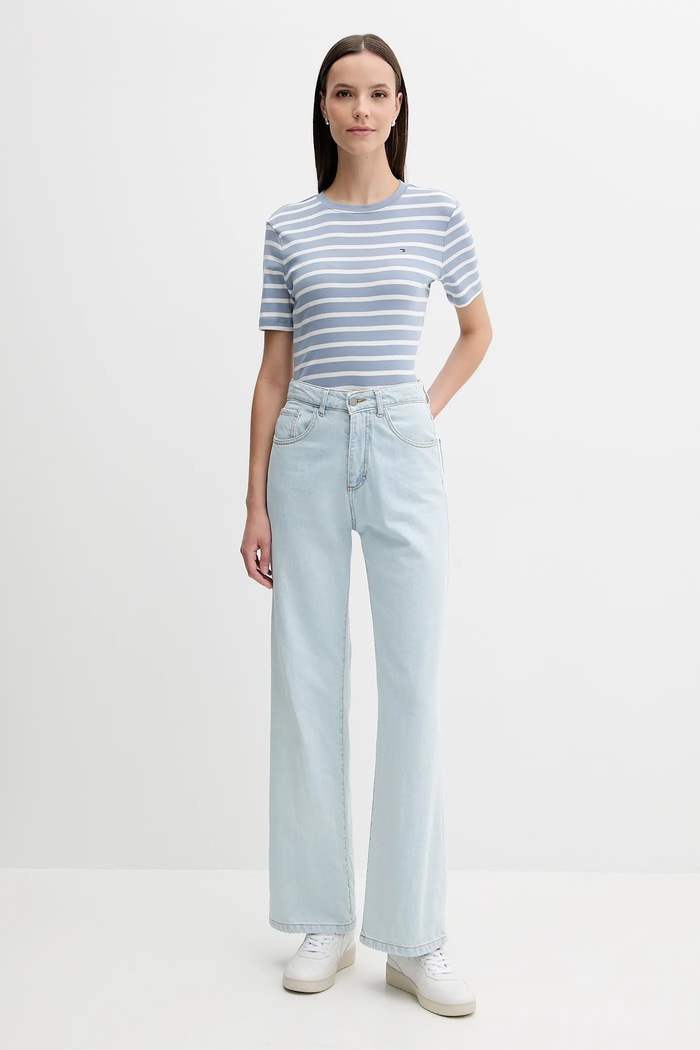 Tommy Hilfiger tričko dámske bavlnené WW0WW40587 modrá SS26