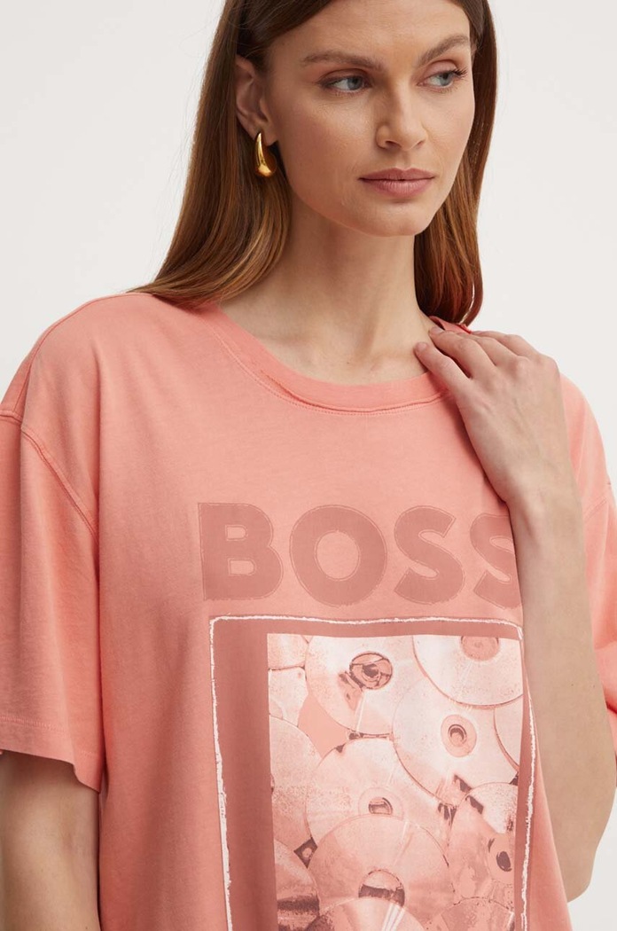 Bavlnené tričko Boss Orange oranžová 50506970