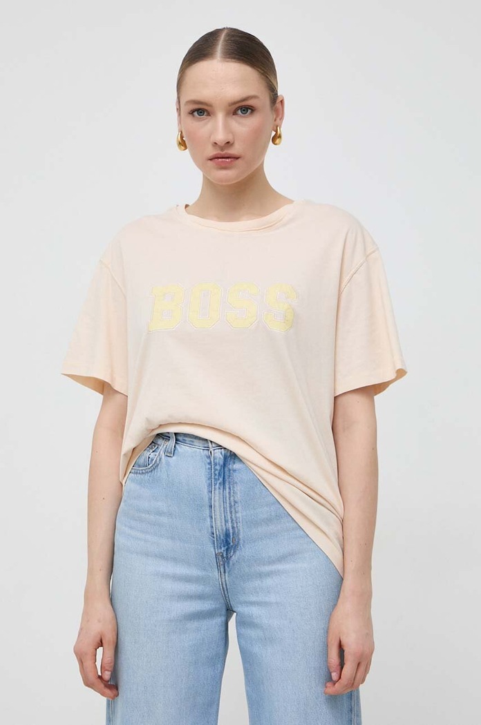 Bavlnené tričko Boss Orange 50506970 béžová SS24