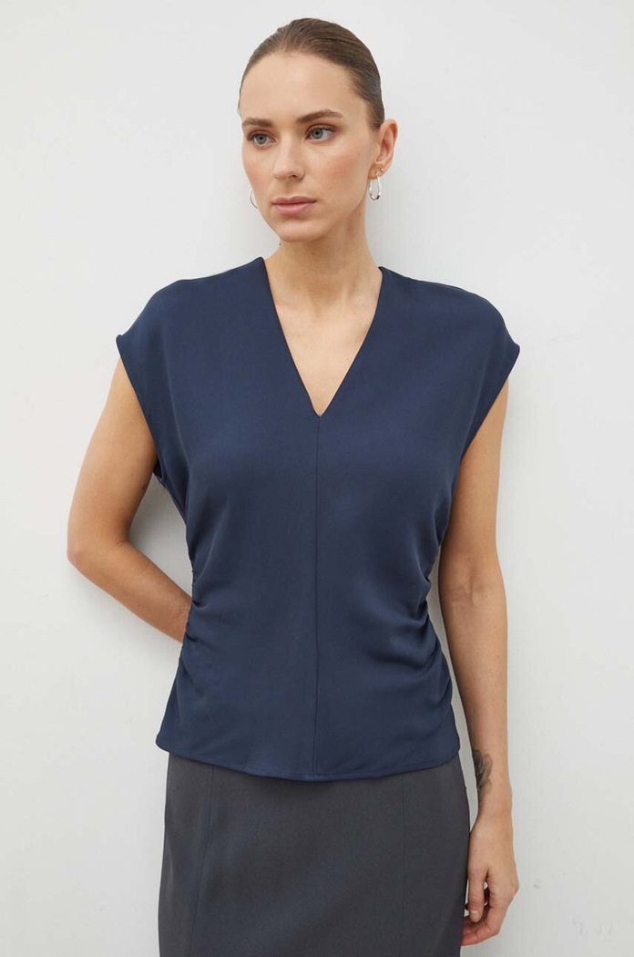 Samsoe Samsoe bluzka SAMAILEY granatowy F23400080