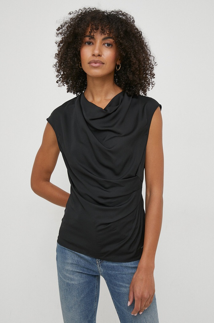 Top Calvin Klein hladký černá K20K206281