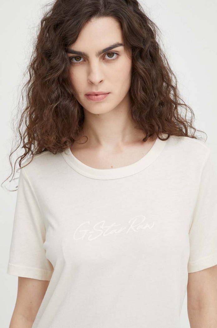 G-Star t-shirt bawełniany beżowy D24216.4107