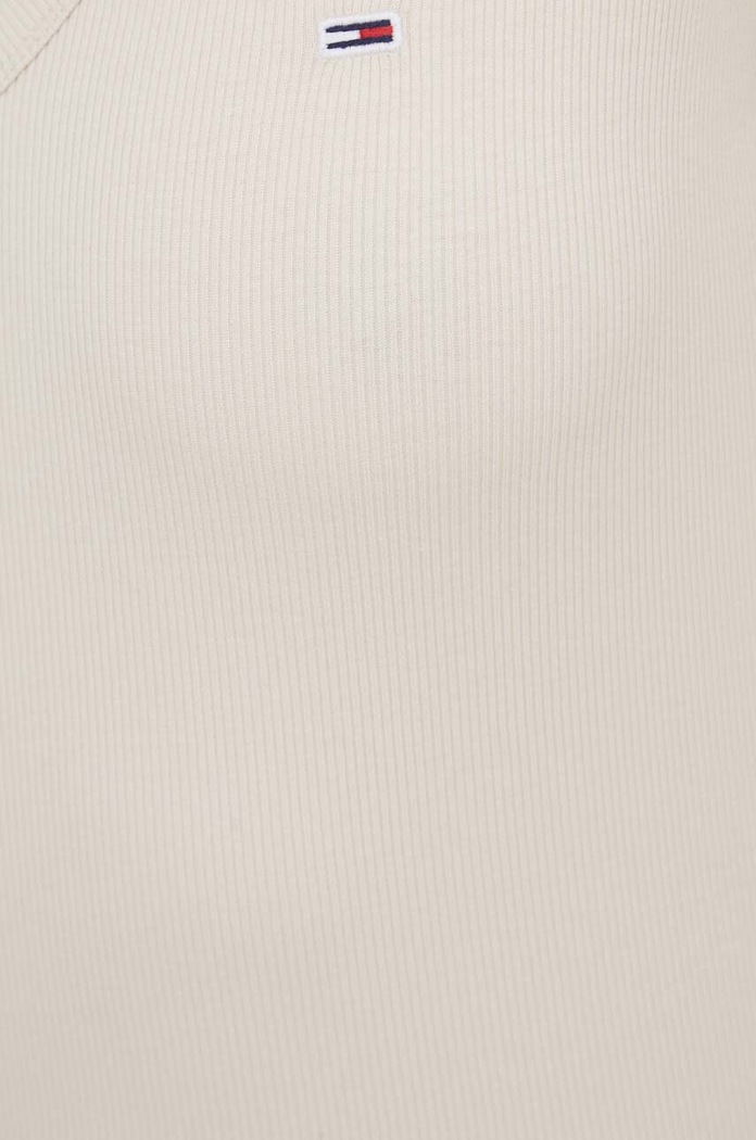 Tommy Jeans kratka majica ženska bombažna z elastanom bež DW0DW17385