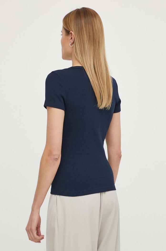Odzież Tommy Jeans T-shirt damski bawełniany z elastanem DW0DW17385 granatowy