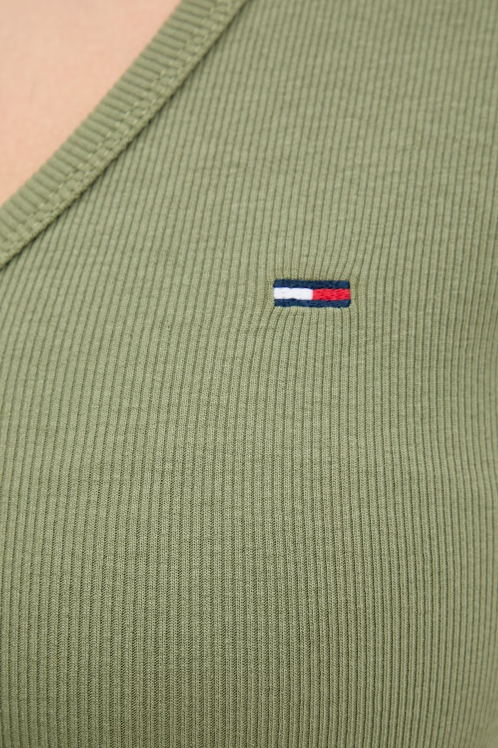 Tommy Jeans tričko dámske bavlnené s elastanom DW0DW17385 zelená