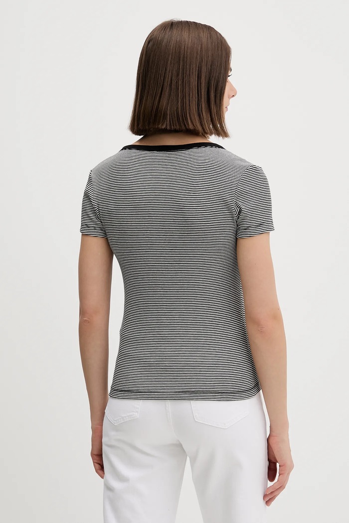 Îmbrăcăminte Tommy Jeans tricou femei din bumbac cu elastan DW0DW17385 negru