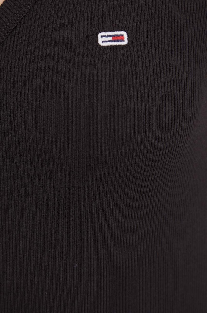 Tommy Jeans tričko dámské bavlněné s elastanem černá DW0DW17385