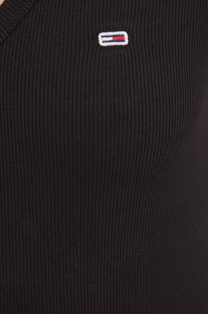 Tommy Jeans tričko dámské bavlněné s elastanem černá DW0DW17385