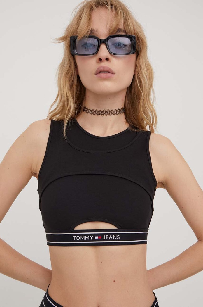 Top Tommy Jeans slim černá DW0DW17393