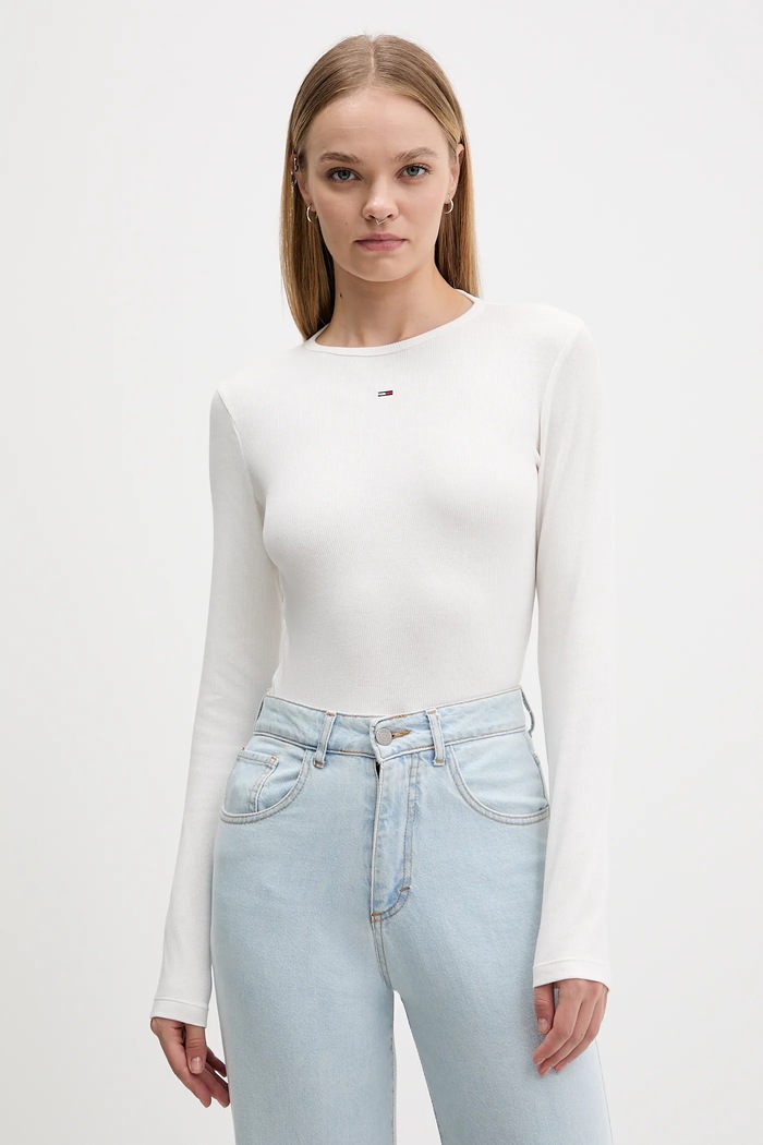 Tommy Jeans longsleeve 2-pack z elastanem biały DW0DW17716