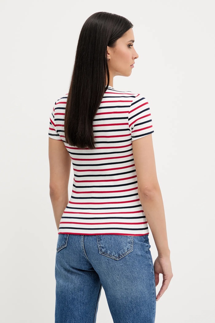 Îmbrăcăminte Tommy Jeans tricou basic pentru femei, din bumbac cu elastan DW0DW17383 alb