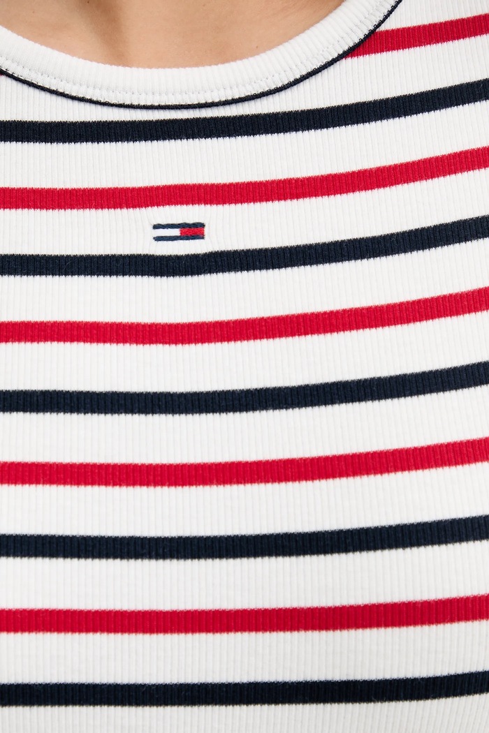 Tommy Jeans tricou basic pentru femei, din bumbac cu elastan DW0DW17383 alb