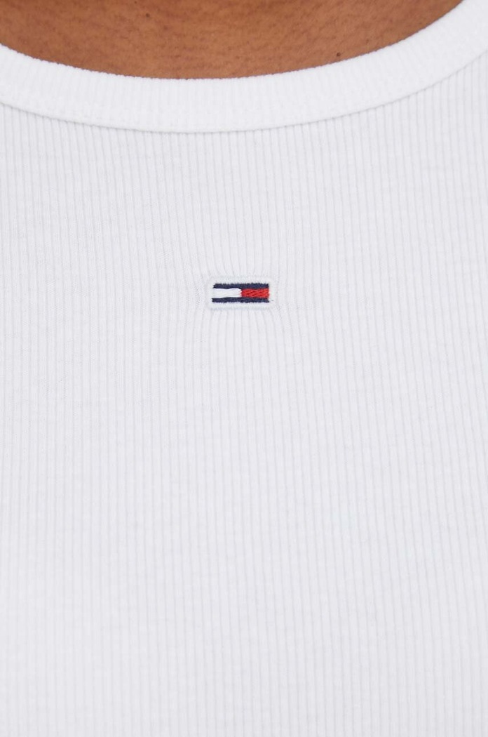 Tommy Jeans t-shirt basic damski bawełniany z elastanem biały DW0DW17383