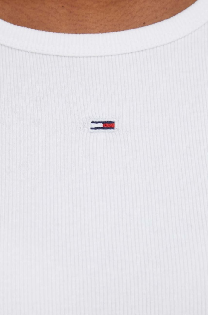 Tommy Jeans t-shirt basic damski bawełniany z elastanem biały DW0DW17383