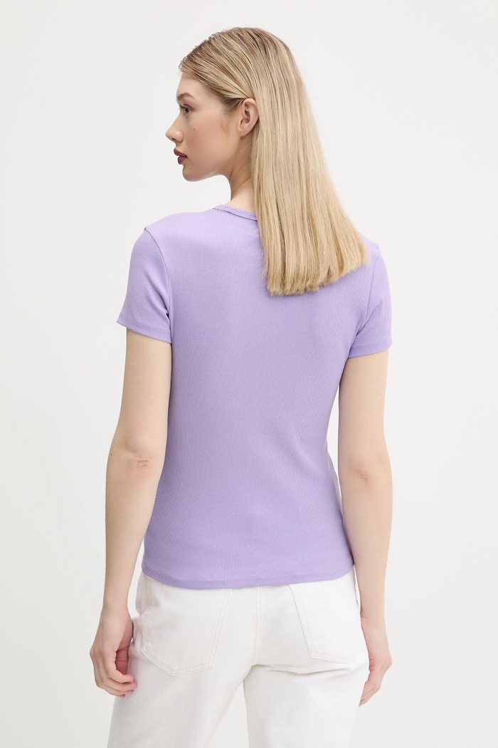 Oblečenie Tommy Jeans basic tričko dámske bavlnené s elastanom DW0DW17383 fialová