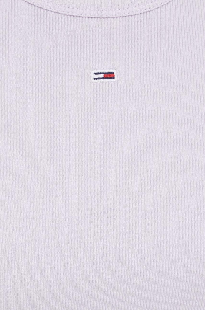 Tommy Jeans t-shirt basic damski bawełniany z elastanem fioletowy DW0DW17383