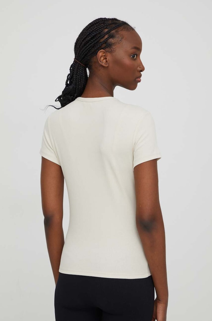 Tommy Jeans basic tričko dámske bavlnené s elastanom DW0DW17383 béžová AA00