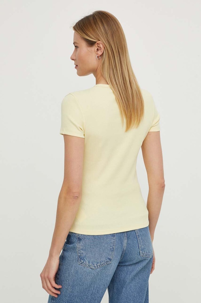 Odzież Tommy Jeans t-shirt basic damski bawełniany z elastanem DW0DW17383 żółty