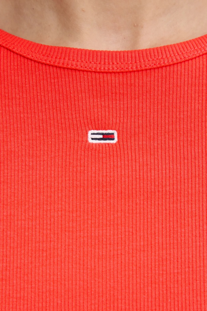 Tommy Jeans basic tričko dámske bavlnené s elastanom oranžová DW0DW17383