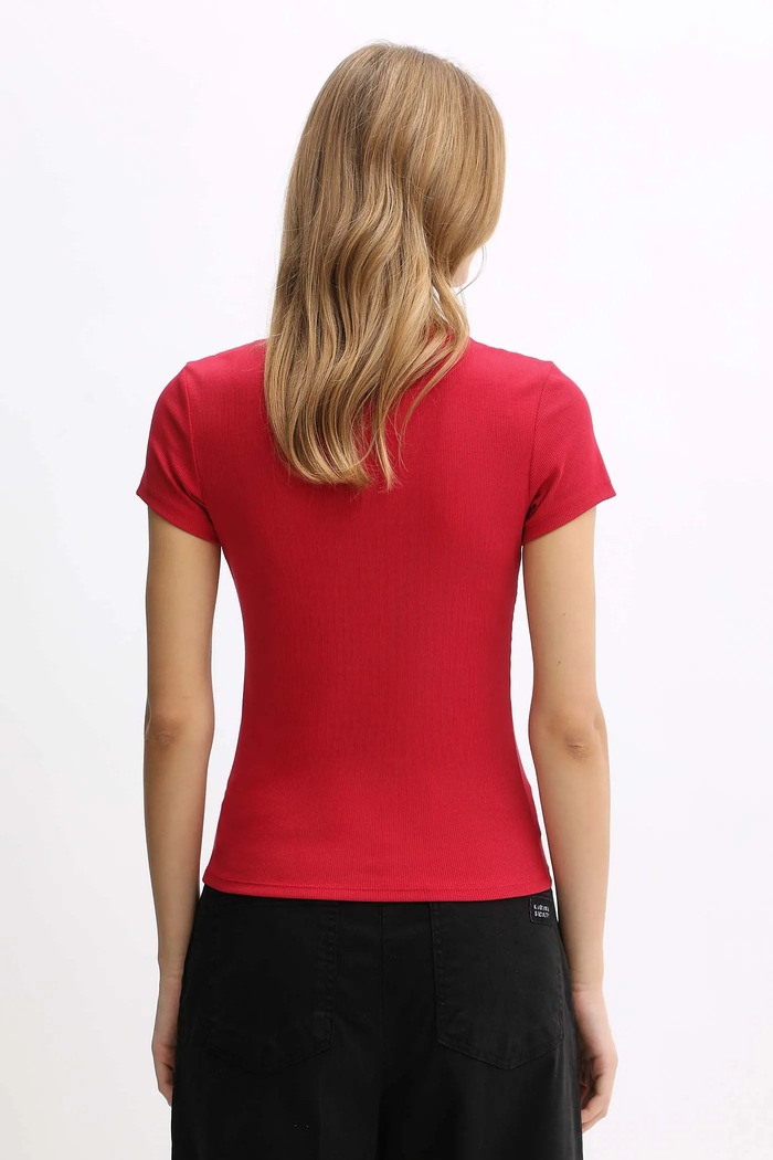 Oblečenie Tommy Jeans basic tričko dámske bavlnené s elastanom DW0DW17383 červená