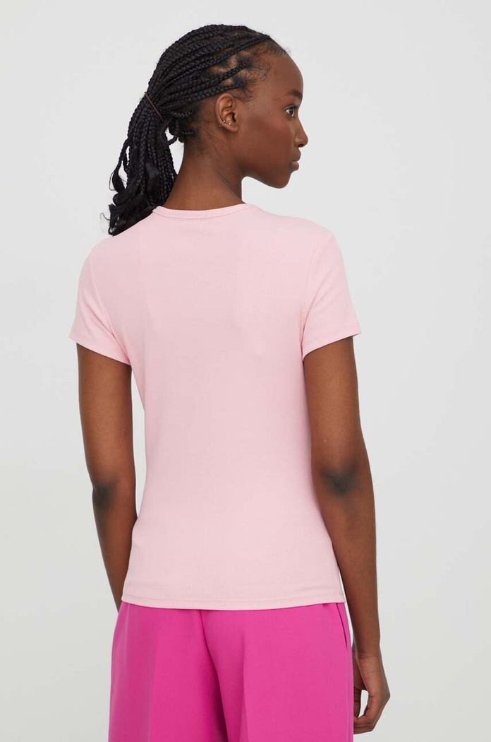 Tommy Jeans T-shirt basic damski bawełniany z elastanem DW0DW17383 różowy AA00