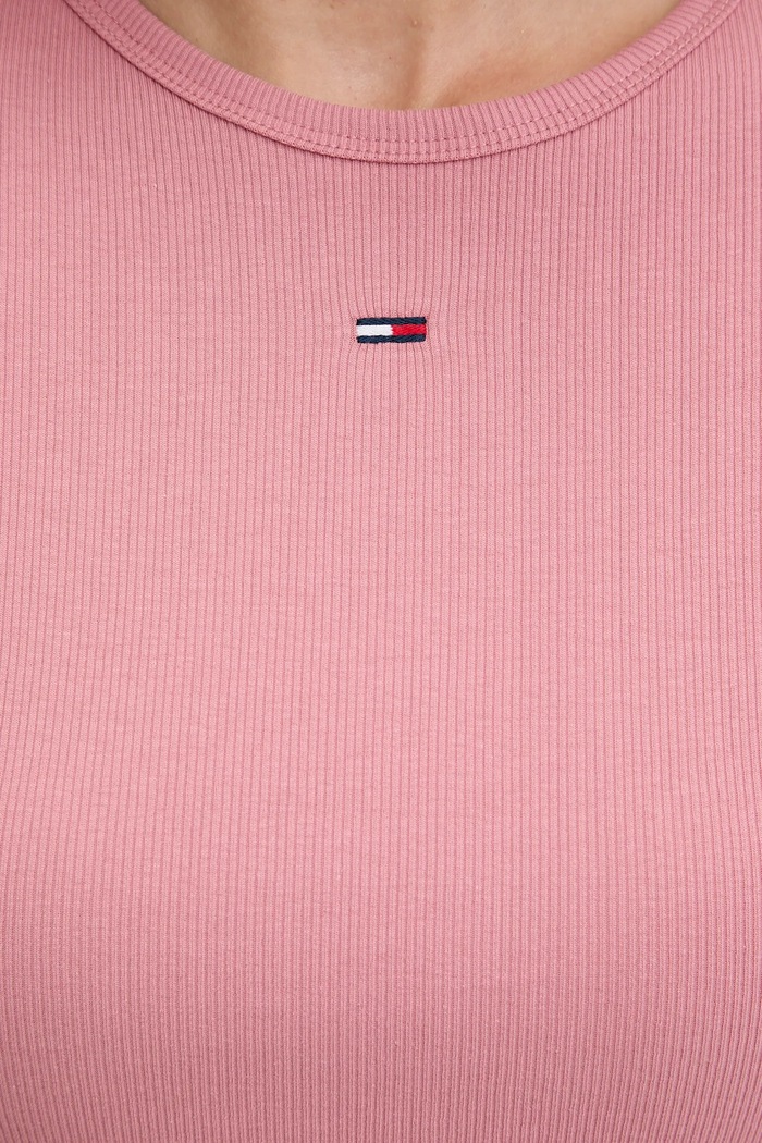 Tommy Jeans t-shirt basic damski bawełniany z elastanem różowy DW0DW17383