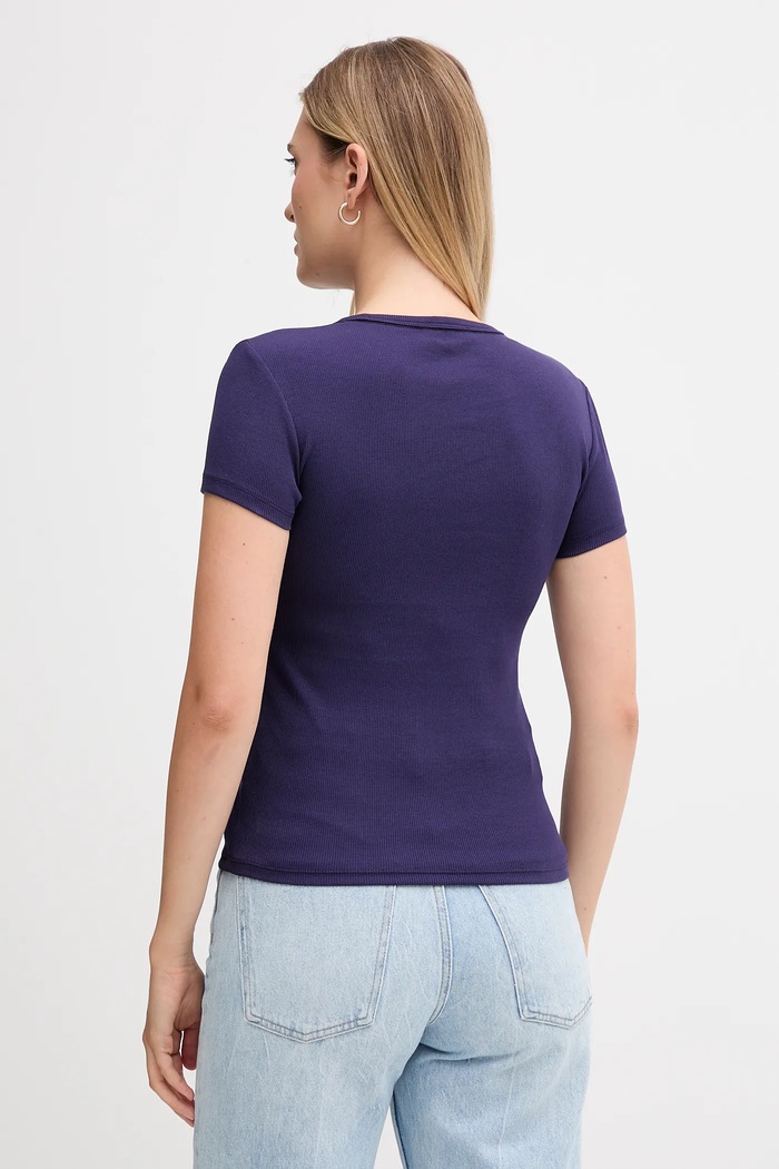 Tommy Jeans basic tričko dámske bavlnené s elastanom DW0DW17383 fialová AA00
