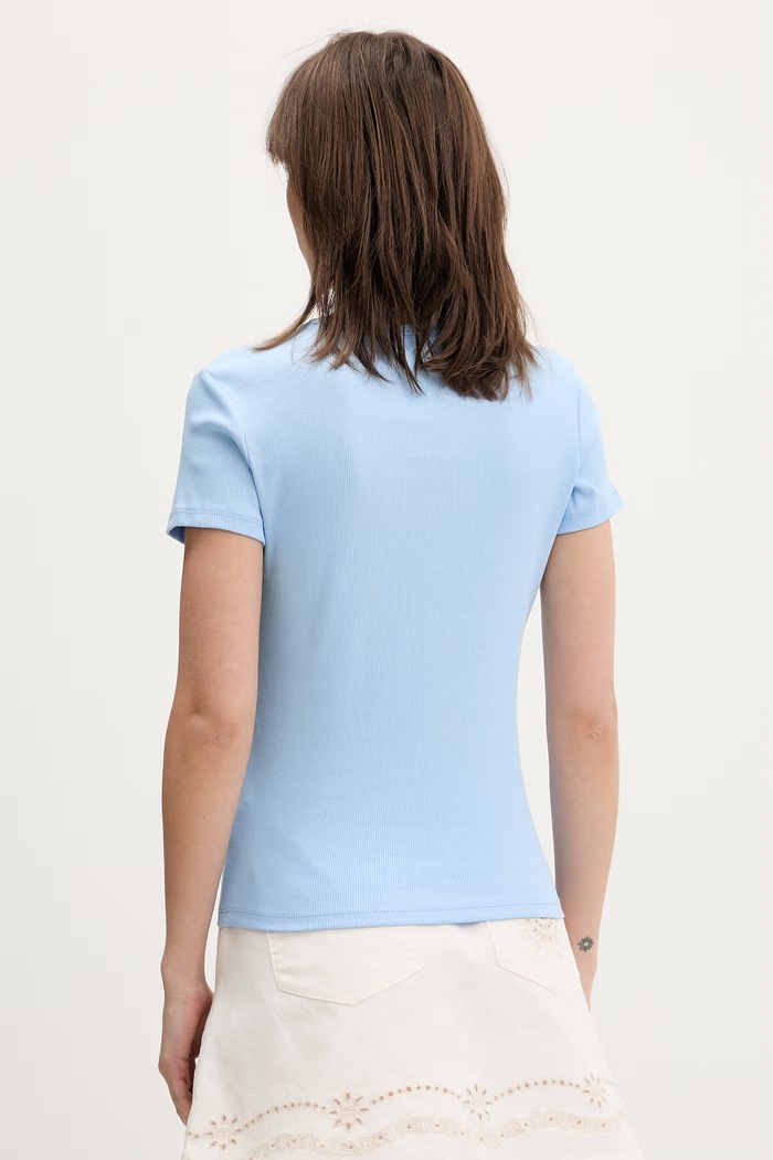 Oblečenie Tommy Jeans basic tričko dámske bavlnené s elastanom DW0DW17383 modrá