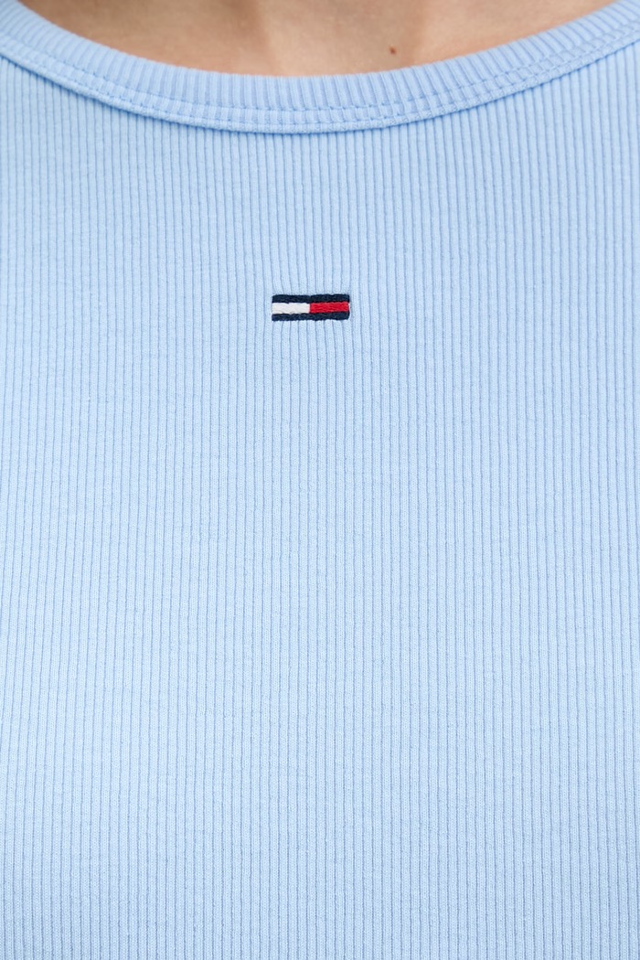 Tommy Jeans basic tričko dámske bavlnené s elastanom DW0DW17383 modrá