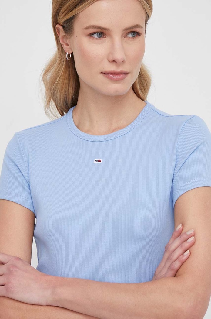 Tommy Jeans basic tričko dámské bavlněné s elastanem DW0DW17383 modrá AA00