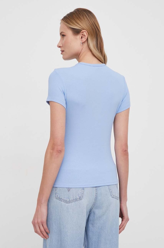 Oblečení Tommy Jeans basic tričko dámské bavlněné s elastanem DW0DW17383 modrá