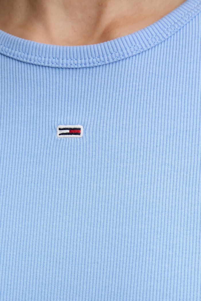 Tommy Jeans basic tričko dámske bavlnené s elastanom modrá DW0DW17383