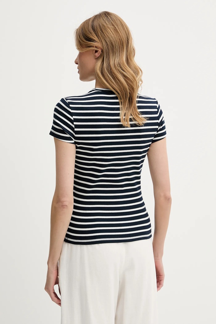 Tommy Jeans basic tričko dámske bavlnené s elastanom DW0DW17383 tmavomodrá AA00