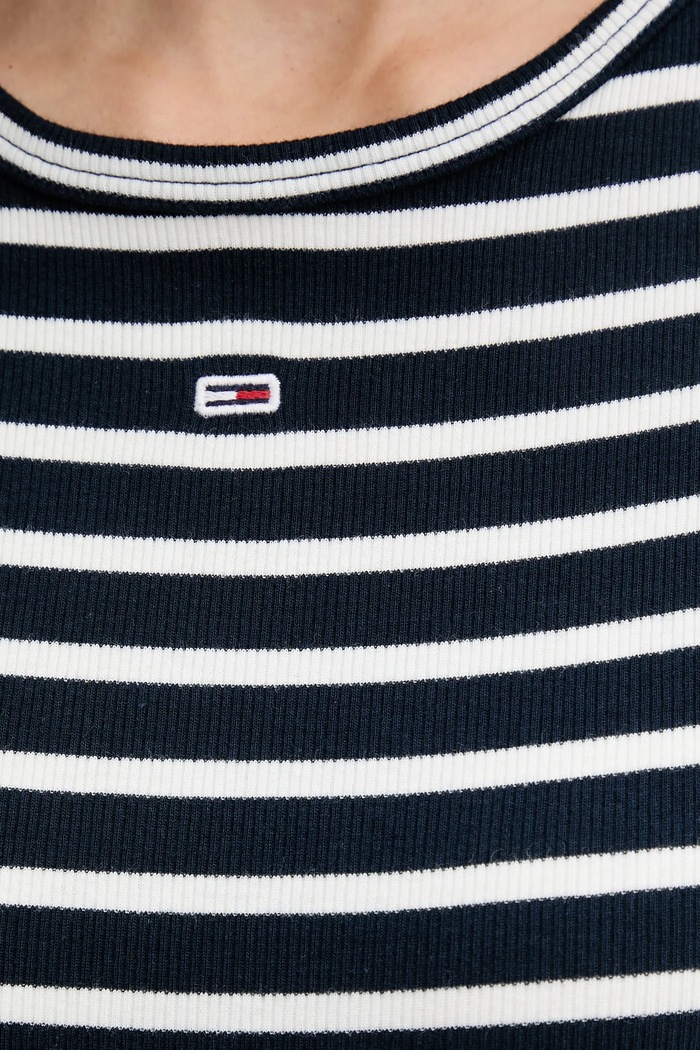 Tommy Jeans basic tričko dámske bavlnené s elastanom tmavomodrá DW0DW17383
