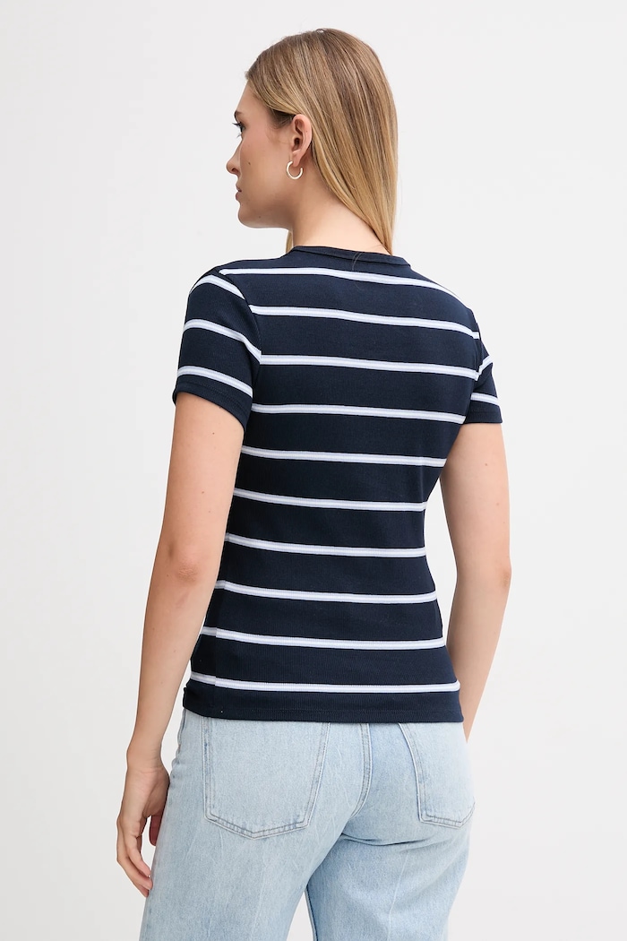 Tommy Jeans basic tričko dámske bavlnené s elastanom DW0DW17383 tmavomodrá AA00