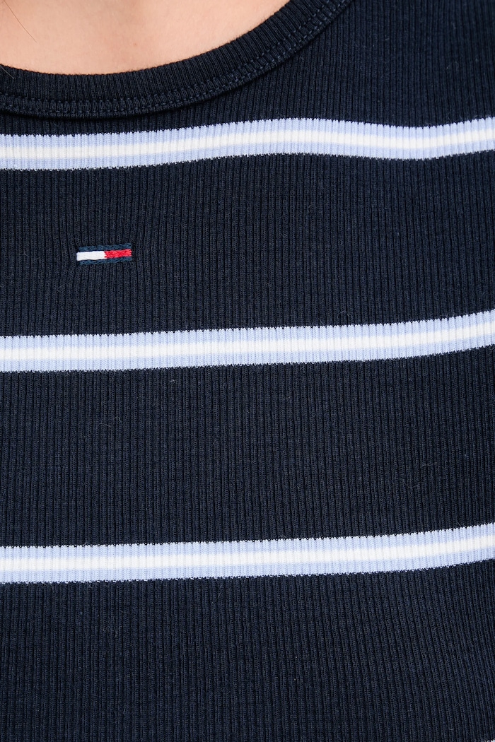 Tommy Jeans basic tričko dámske bavlnené s elastanom tmavomodrá DW0DW17383