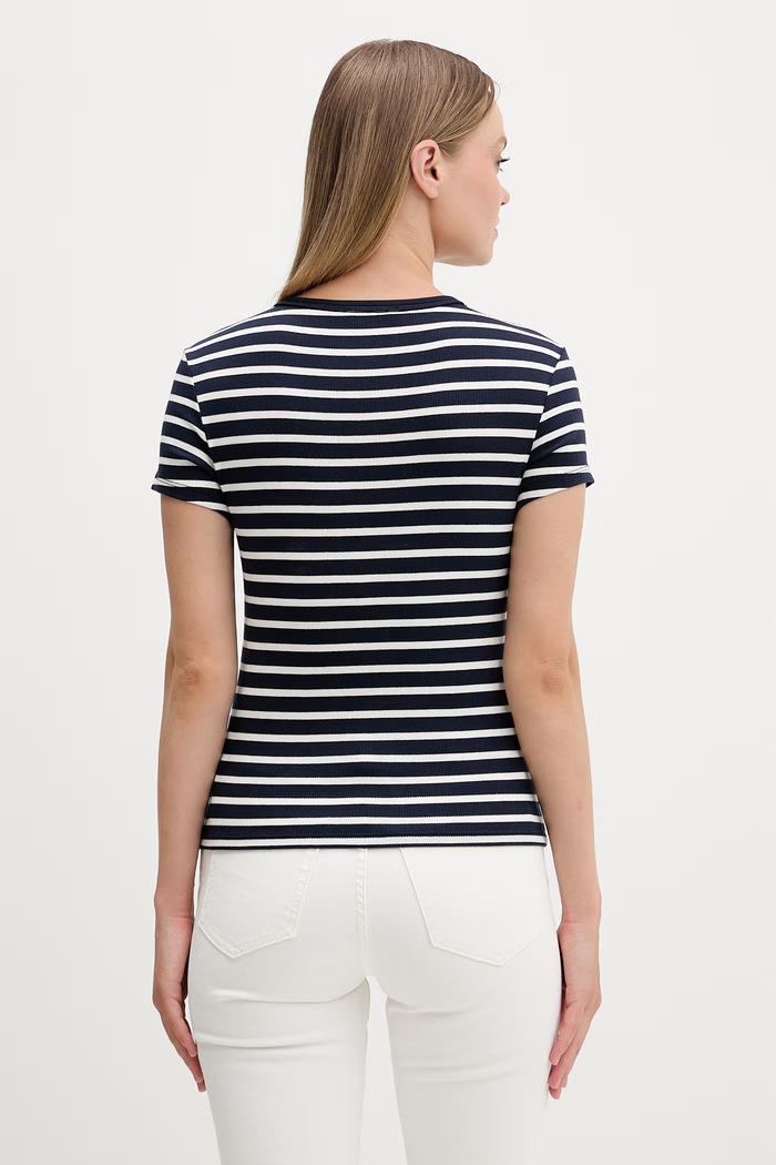Îmbrăcăminte Tommy Jeans tricou basic pentru femei, din bumbac cu elastan DW0DW17383 bleumarin
