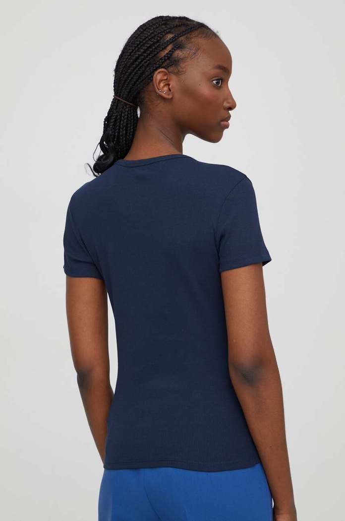 Tommy Jeans basic tričko dámske bavlnené s elastanom DW0DW17383 tmavomodrá AA00