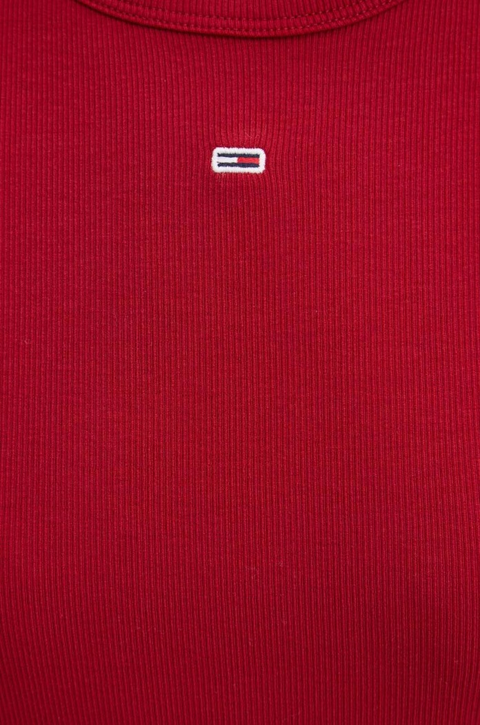 Tommy Jeans basic tričko dámske bavlnené s elastanom DW0DW17383 burgundské