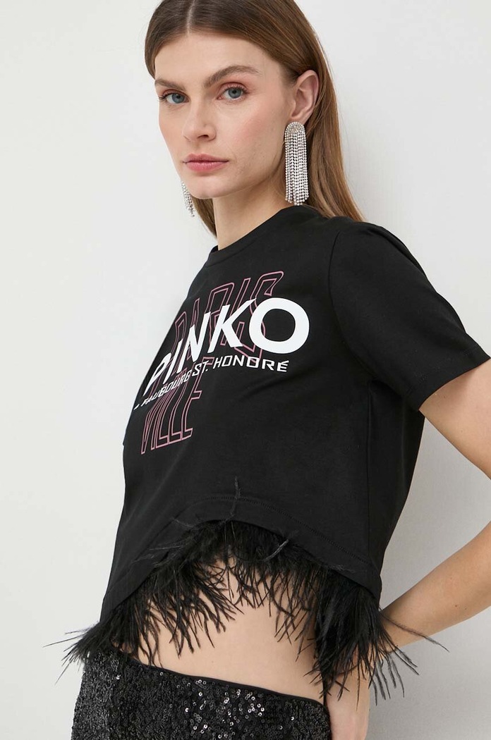 Βαμβακερό μπλουζάκι Pinko μαύρο 103130.A1LV