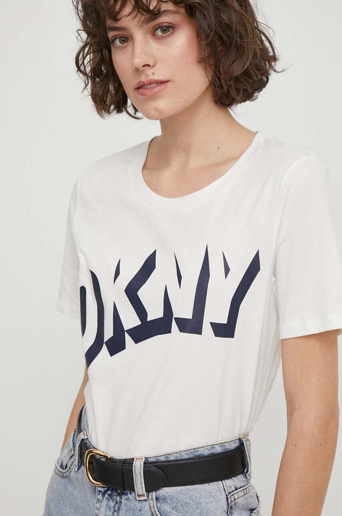 Bavlnené tričko Dkny biela D2A4A0AT