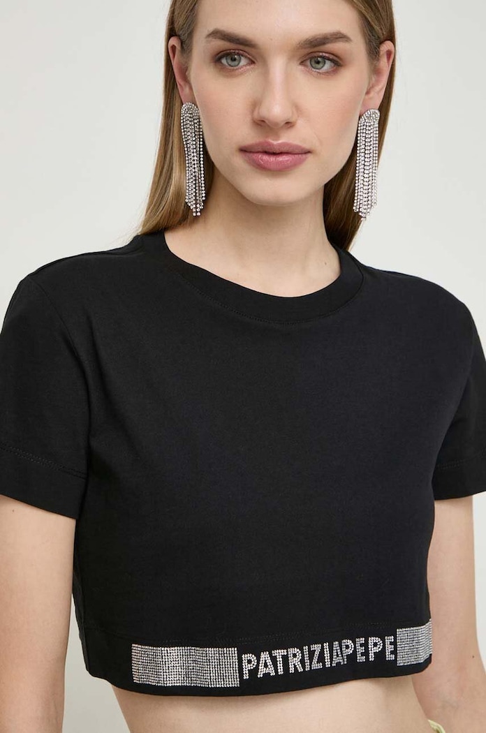 Patrizia Pepe t-shirt bawełniany regular czarny 8M1613.J089