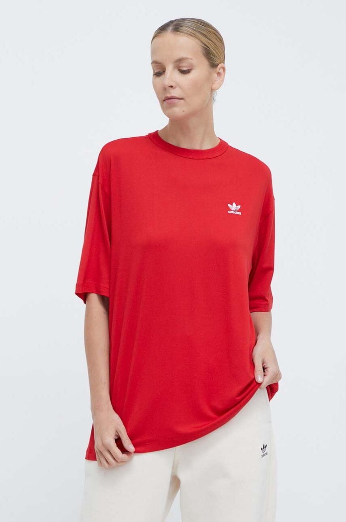 Μπλουζάκι adidas Originals Trefoil Tee απλικέ κόκκινο IR8069
