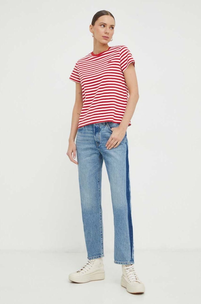 Levi's T-shirt damski bawełniany 39185 czerwony AA00