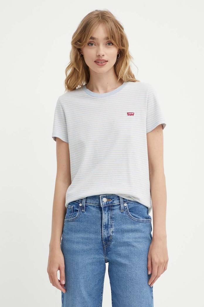 Levi's tričko dámské bavlněné regular modrá 39185