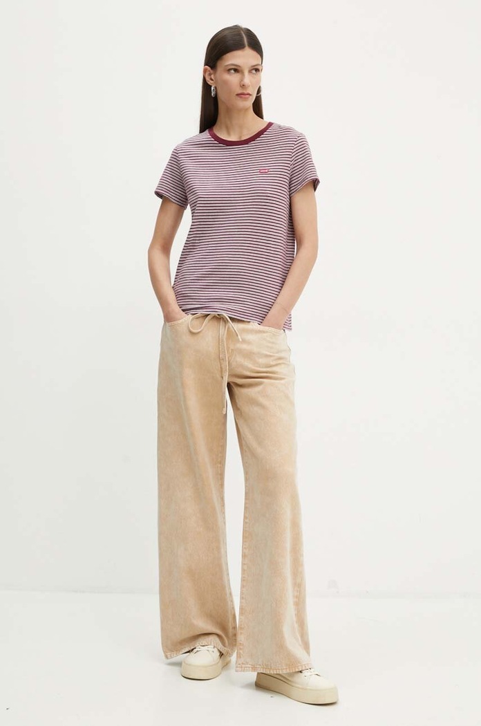 Levi's T-shirt damski bawełniany 39185 bordowy AA00